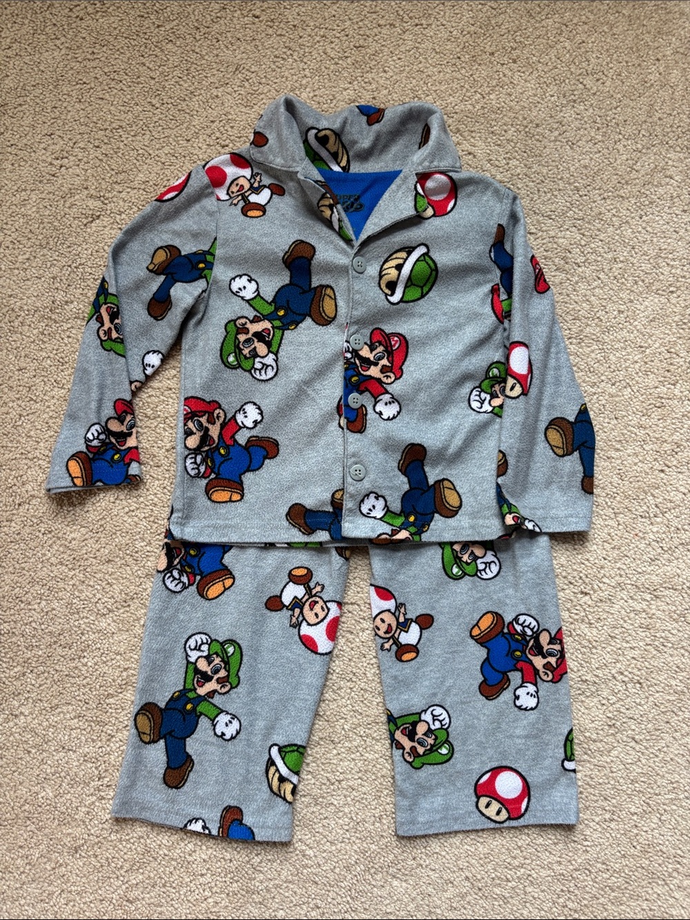 Nintendo Super Mario Gray Fleece Pajama Set